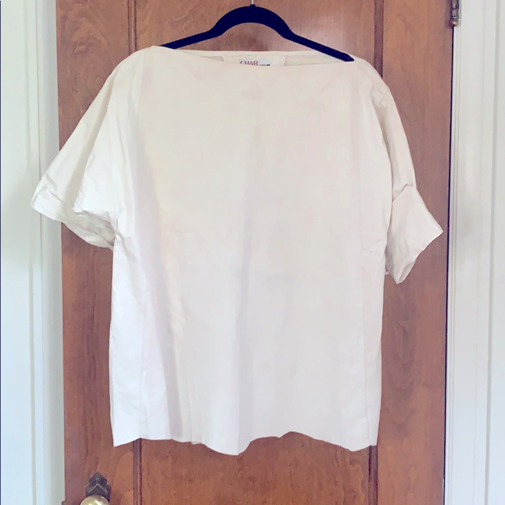 White Leather Top Char & Sher Designs NWOT 🤍🤍🤍